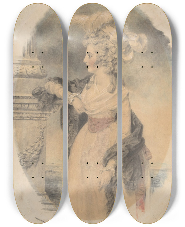 Triptych art skateboard deck of John Downman Elizabeth Ford Later Lady Colville Of Culross by John Downman (1750-1824)