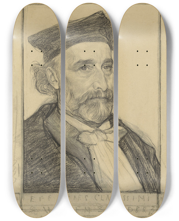 Triptych art skateboard deck of Jan Veth Portret Van Prof Dr Willem Stoeder by Jan Veth (1864-1925)