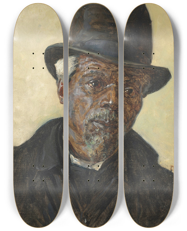 Triptych art skateboard deck of Vasily Vereshchagin Study For Beggar In Washington by Vasily Vereshchagin (1842-1904)