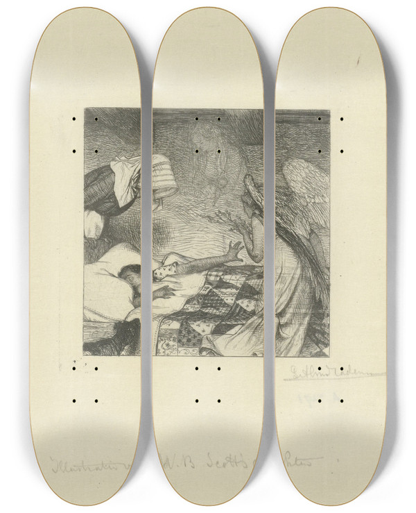 Triptych art skateboard deck of Lawrence Almatadema Dromende Vrouw by Lawrence Alma-Tadema (1836-1912)