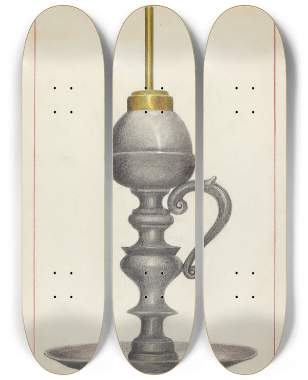 Triptych art skateboard deck of Joseph Leboit Lamp_2 by Joseph Leboit (1907-2002)