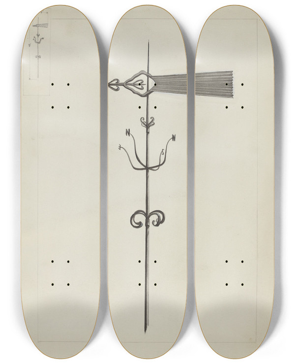 Triptych art skateboard deck of Edward L Loper Weather Vane_1 by Edward L Loper (1916-2011)
