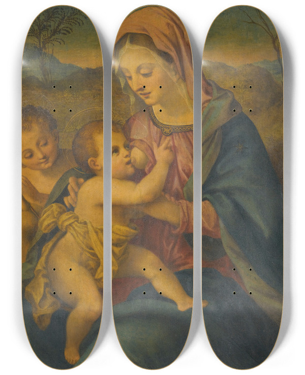 Triptych art skateboard deck of Florentine School Madonna And Child_1 by Florentine School