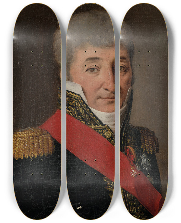 Triptych art skateboard deck of Louis Lopold Boilly Portrait De Charles Pierre Franois Augereau by Louis Leopold Boilly (1761-1845)