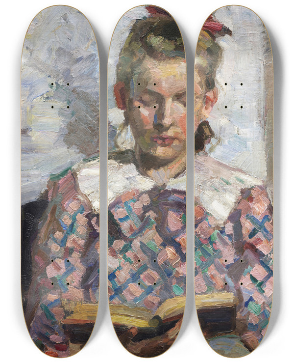Triptych art skateboard deck of Hermann Stenner Lissi by Hermann Stenner (1891-1914)