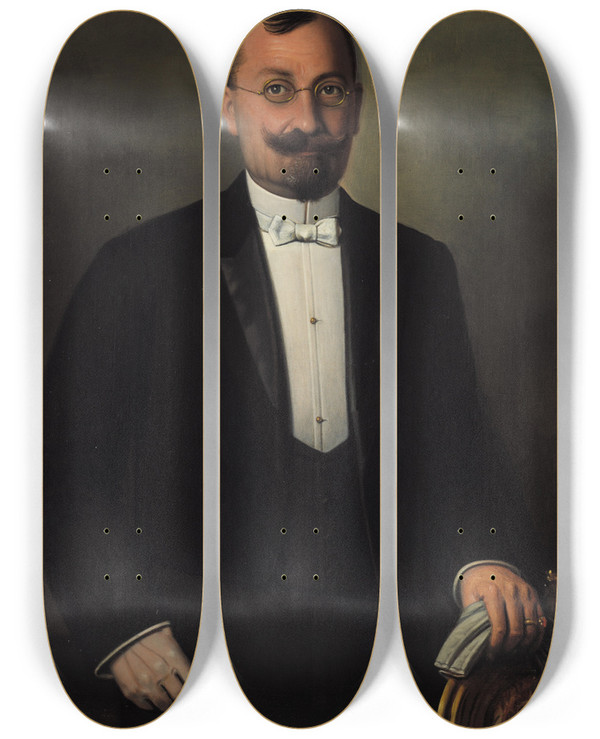 Triptych art skateboard deck of Daoud Corm Title Unknown by Daoud Corm (1852-1930)