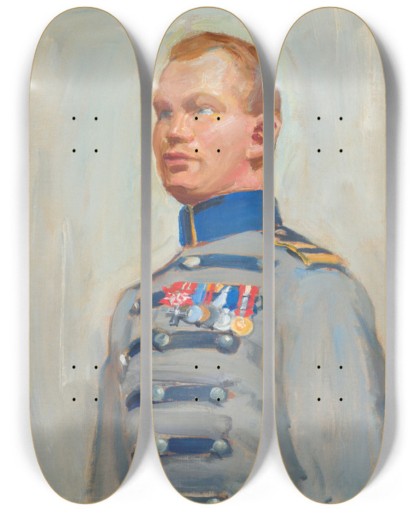 Triptych art skateboard deck of Akseli Gallenkallela Regent Mannerheims Batman Gustaf Hagenau by Akseli Gallen Kallela (1865-1931)