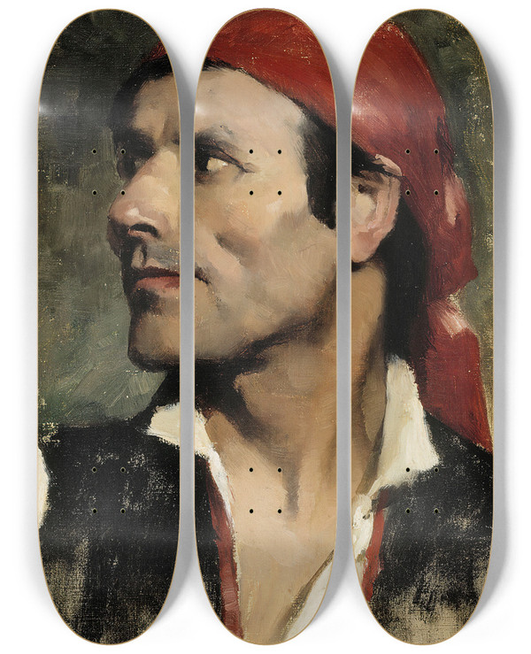 Triptych art skateboard deck of Helene Schjerfbeck Spaniard by Helene Schjerfbeck (1862-1946)