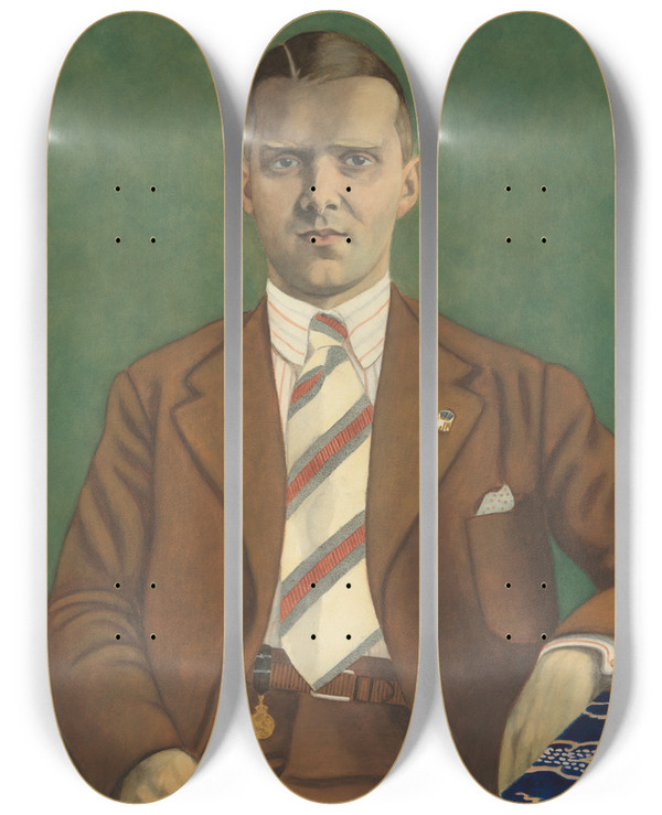 Triptych art skateboard deck of Lon Spilliaert Portret Van Adolphe Van Glabbeke by Leon Spilliaert (1881-1946)