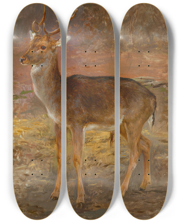 Triptych art skateboard deck of Rosa Bonheur Cerf by Rosa Bonheur (1822-1899)
