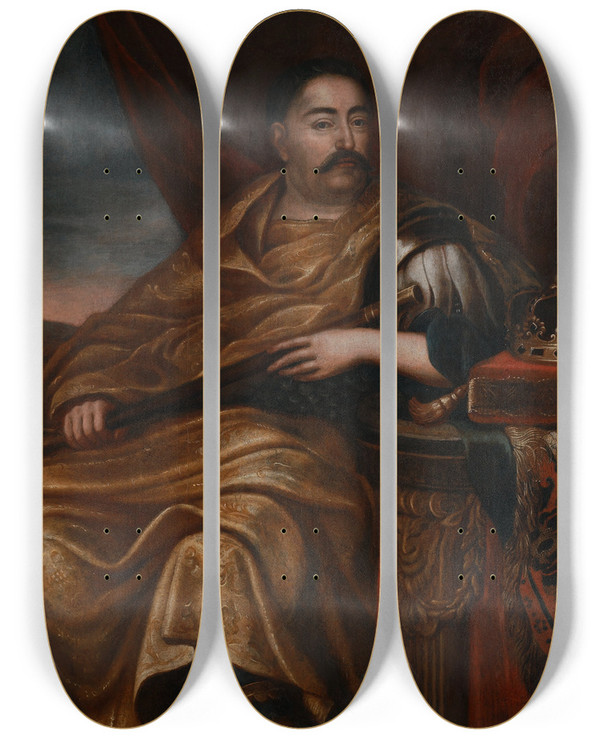 Triptych art skateboard deck of Jan Tricius Portrait Of John Iii Sobieski by Jan Tricius (1620-1692)