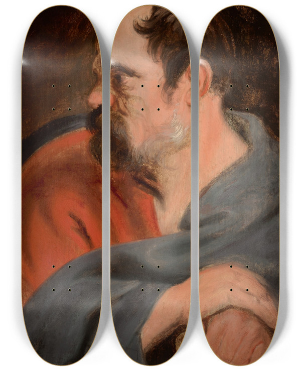 Triptych art skateboard deck of Anthony Van Dyck Saintmatthias by Anthony Van Dyck (1599-1641)
