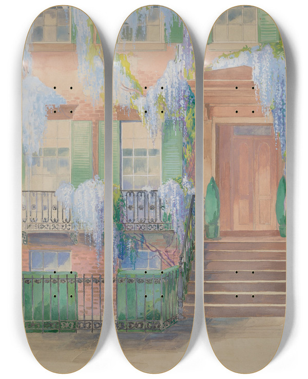 Triptych art skateboard deck of Gilbert Sackerman City Garden by Gilbert Sackerman (20-)