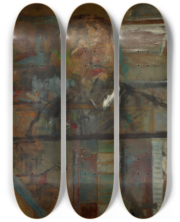 Triptych art skateboard deck of Olga Boznanska Sketch Portrait Of A Man by Olga Boznanska (1865-1940)