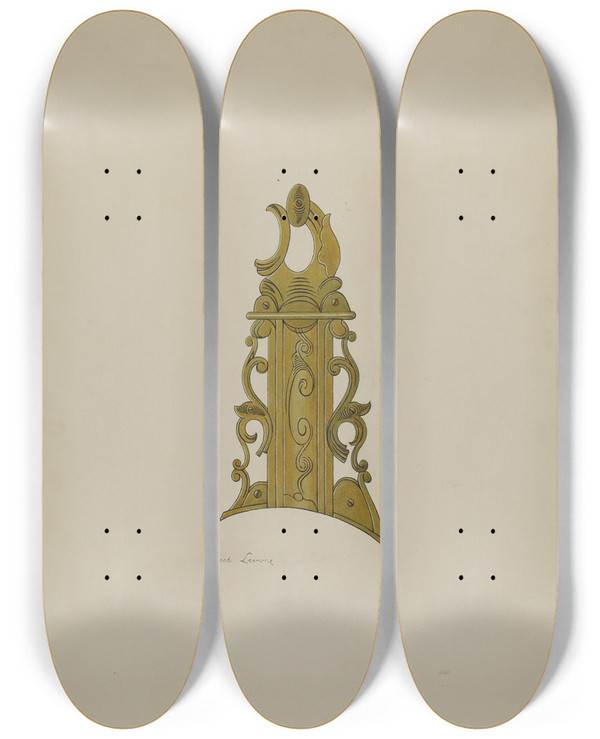 Triptych art skateboard deck of Albert Levone Patch Box From Ky Rifle_1 by Albert Levone (20-)