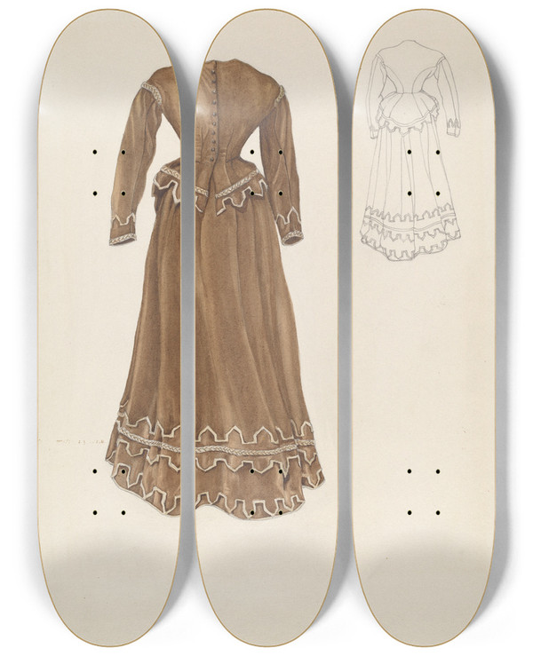 Triptych art skateboard deck of Arelia Arbo Riding Habit by Arelia Arbo