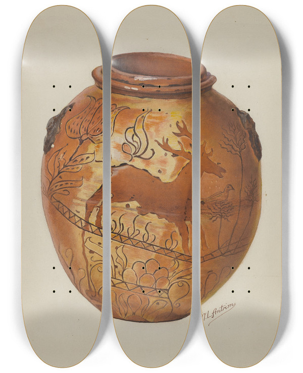Triptych art skateboard deck of William L Antrim Pa German Jar_2 by William L Antrim