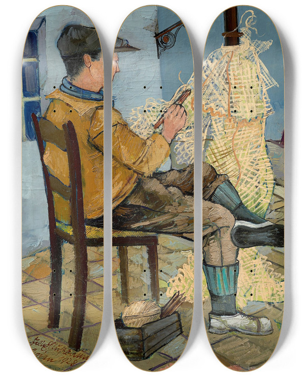 Triptych art skateboard deck of Felix Nussbaum Netzflicker_1 by Felix Nussbaum (1904-1944)