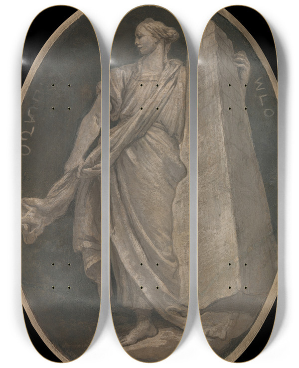 Triptych art skateboard deck of Workshop Of Giovanni Battista Tiepolo Allegorical Figure Representing Fortitude by Workshop Of Giovanni Battista Tiepolo (1696-1770)