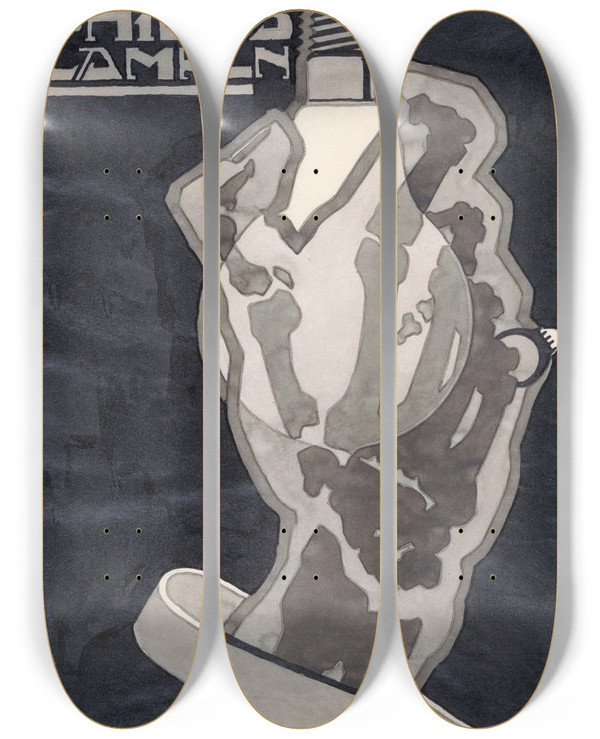 Triptych art skateboard deck of Reijer Stolk Ontwerp Voor Reclame Voor Philips Lampen_1 by Reijer Stolk (1896-1945)