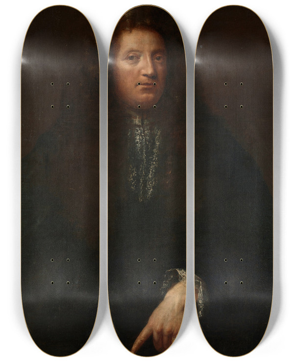 Triptych art skateboard deck of Caspar Jacob Van Opstal The Younger Jan Karel Nicolaas Van Hove Dean Of The Guild Of Saint Luke by Caspar Jacob Van Opstal The Younger (1654-1717)