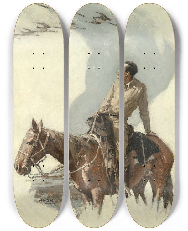 Triptych art skateboard deck of William Henry Dethlef Koerner Wild Geese by William Henry Dethlef Koerner (1878-1938)