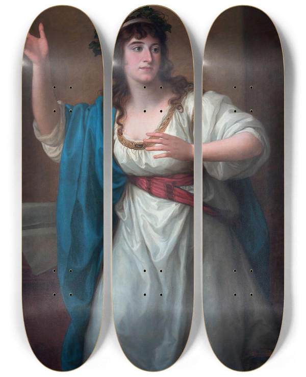 Triptych art skateboard deck of Angelica Kauffmann Portrait Of The Impromptu Virtuoso Teresa Bandettinilanducci Of Lucca by Angelica Kauffmann (1741-1807)