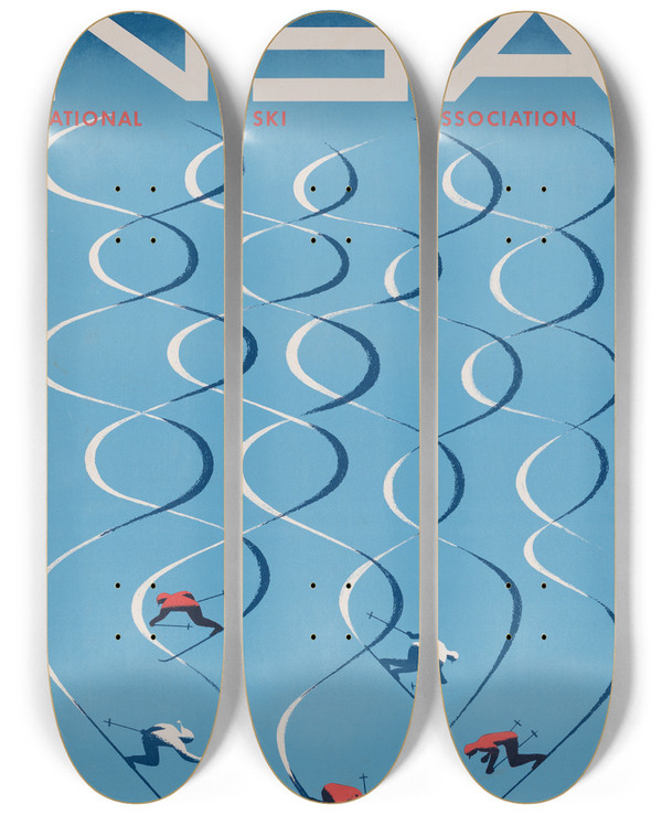 Triptych art skateboard deck of Herbert Bayer Join Nsa National Ski Association by Herbert Bayer (1900-1985)