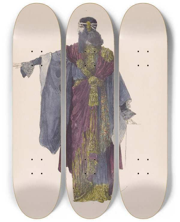 Triptych art skateboard deck of Heinrich Lefler Klingsor by Heinrich Lefler (1863-1919)