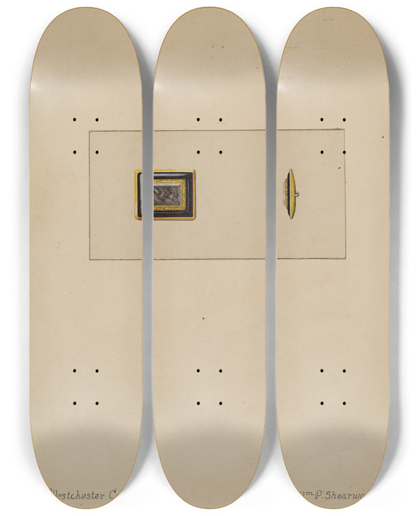 Triptych art skateboard deck of William P Shearwood Brooch_4 by William P Shearwood