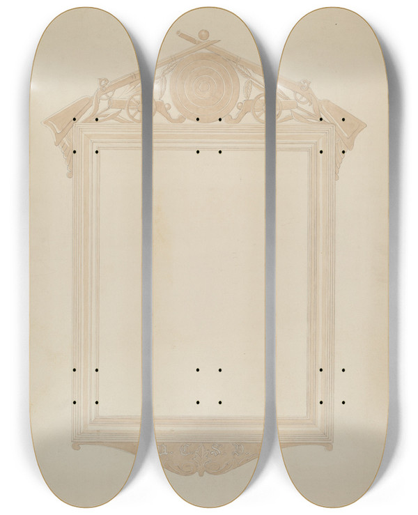 Triptych art skateboard deck of John Koehl Picture Frame by John Koehl