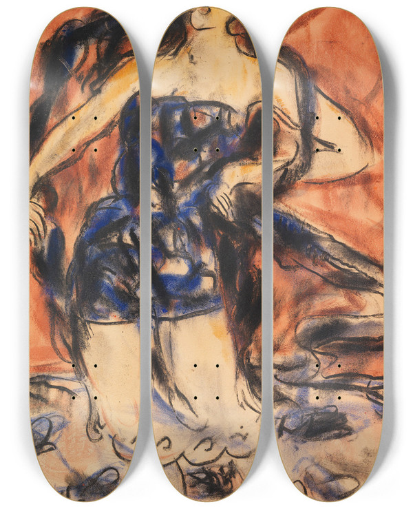 Triptych art skateboard deck of Christian Rohlfs Tnzerin by Christian Rohlfs (1849-1938)