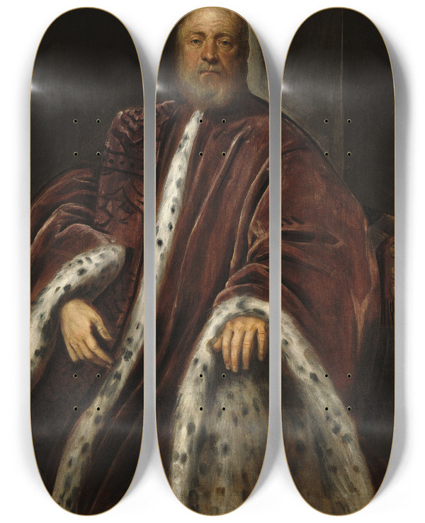 Triptych art skateboard deck of Jacopo Tintoretto A Procurator Of Saint Marks by Jacopo Tintoretto (1518-1594)