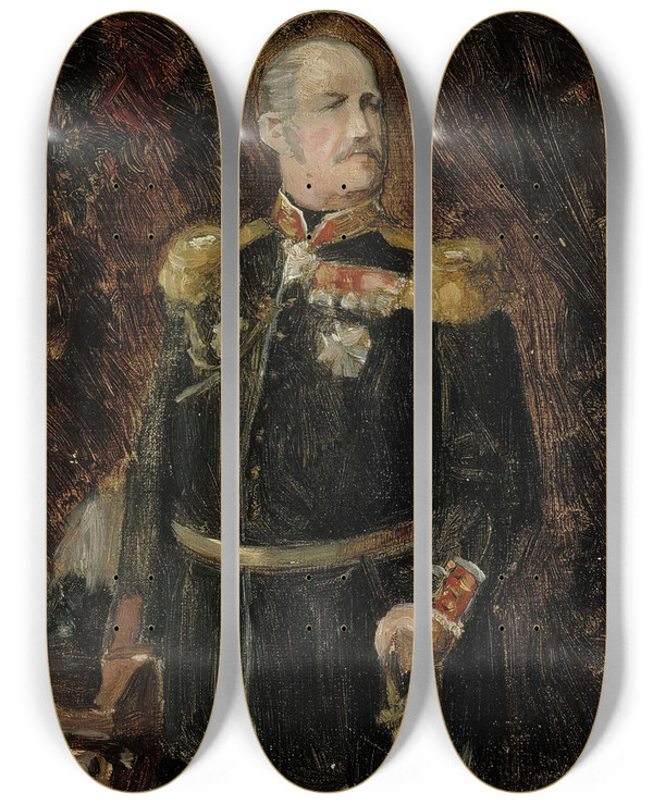 Triptych art skateboard deck of Albert Edelfelt Portrait Of General Adjutant Count Adolf Aminoff Sketch by Albert Edelfelt (1854-1905)