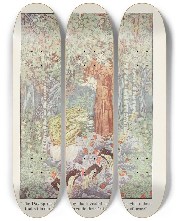 Triptych art skateboard deck of Dugald Stewart Walker Fairy Tales From Hans Christian Andersen Pl28 by Dugald Stewart Walker (1883-1937)