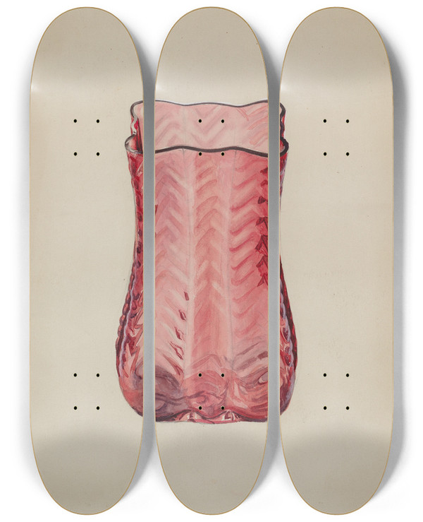 Triptych art skateboard deck of Ralph Atkinson Ruby Vase by Ralph Atkinson (20-)