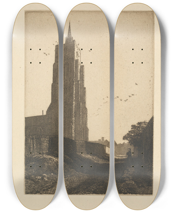 Triptych art skateboard deck of Frederick Landseer Maur Griggs Ashwell by Frederick Landseer Maur Griggs (1876-1938)
