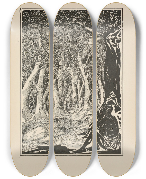 Triptych art skateboard deck of Rudyard Kipling The Leopard And The Ethiopian by Rudyard Kipling (1865-1936)