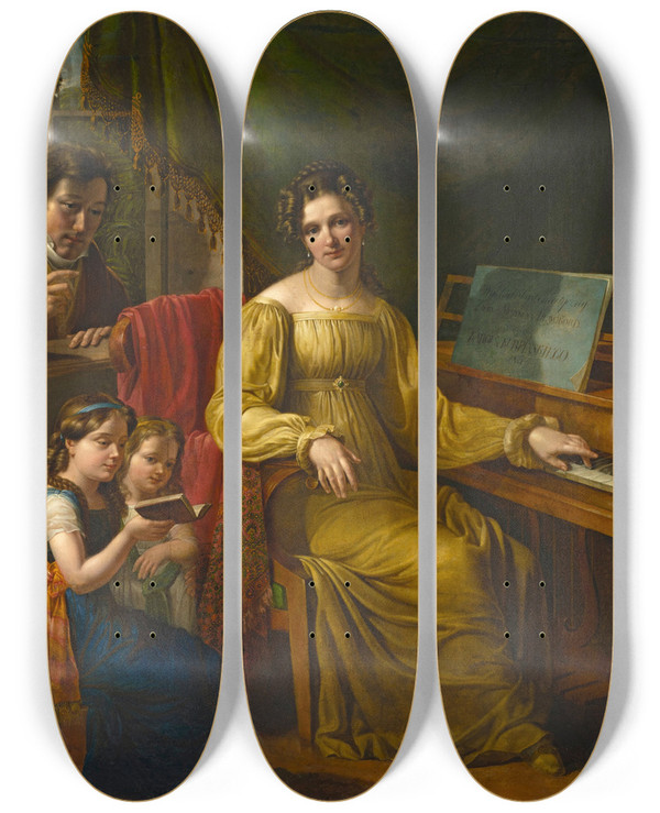 Triptych art skateboard deck of Jan Antoni Blank Selfportrait With The Family by Antoni Jan Blank (1785-1844)