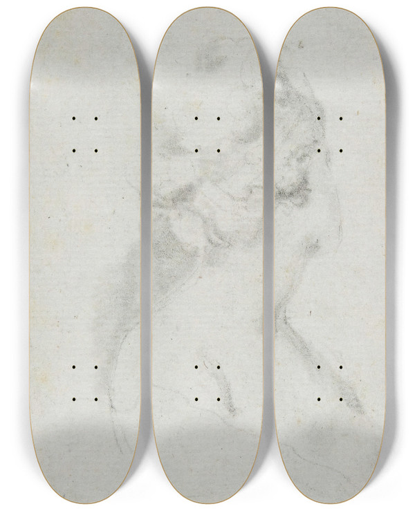 Triptych art skateboard deck of Vivant Denon Head And Shoulders Of A Woman by Vivant Denon (1747-1825)