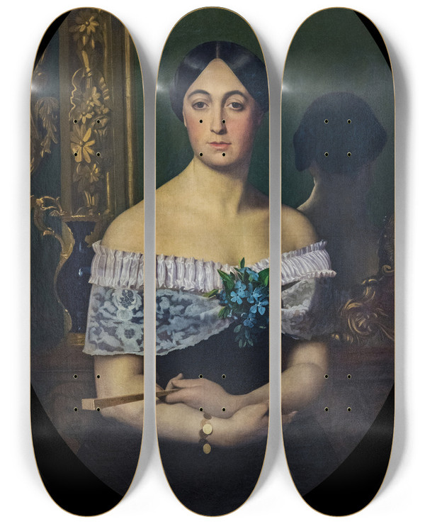 Triptych art skateboard deck of Jeanlon Grme Portrait De Femme by Jean-Lon Grme (1824-1904)