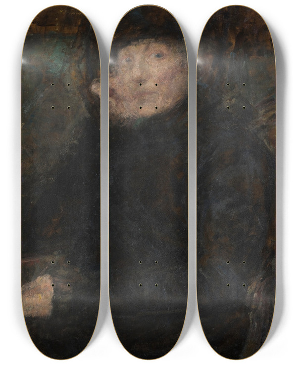 Triptych art skateboard deck of Olga Boznanska Portrait Of Anna Ginzberg by Olga Boznanska (1865-1940)