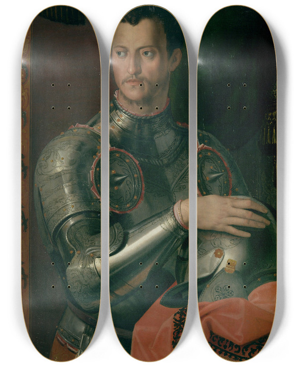 Triptych art skateboard deck of Agnolo Bronzino Cosimo I De Medici 15191574 by Agnolo Bronzino (1503-1572)