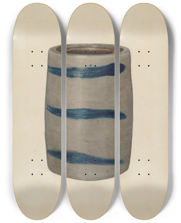 Triptych art skateboard deck of Richard Barnett Stoneware Jar_3 by Richard Barnett