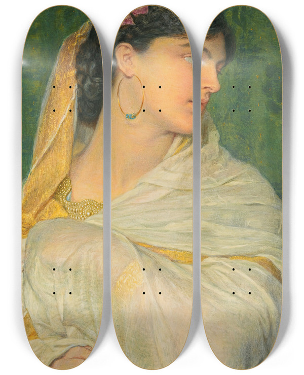 Triptych art skateboard deck of Frederic William Burton Shireen by Frederic William Burton (1816-1900)