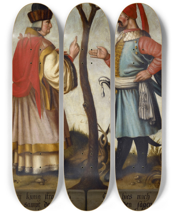 Triptych art skateboard deck of Bartholomus Sarburgh The Prophets Micah And Nahum by Bartholomaus Sarburgh (1590-1637)
