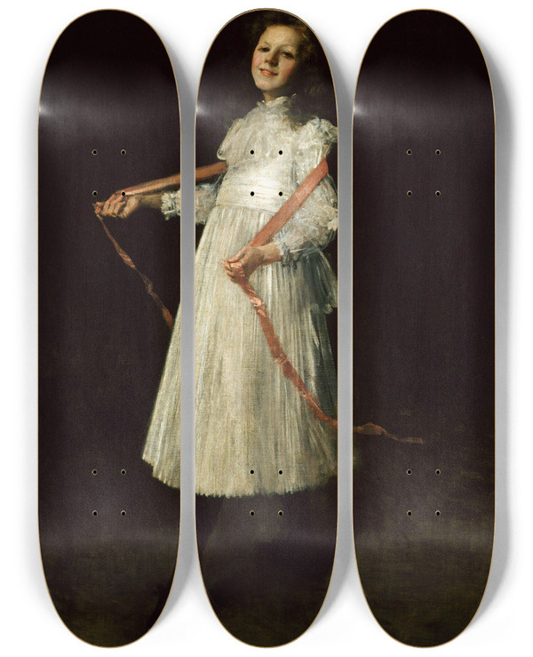 Triptych art skateboard deck of William Merritt Chase Alice by William Merritt Chase (1849-1916)