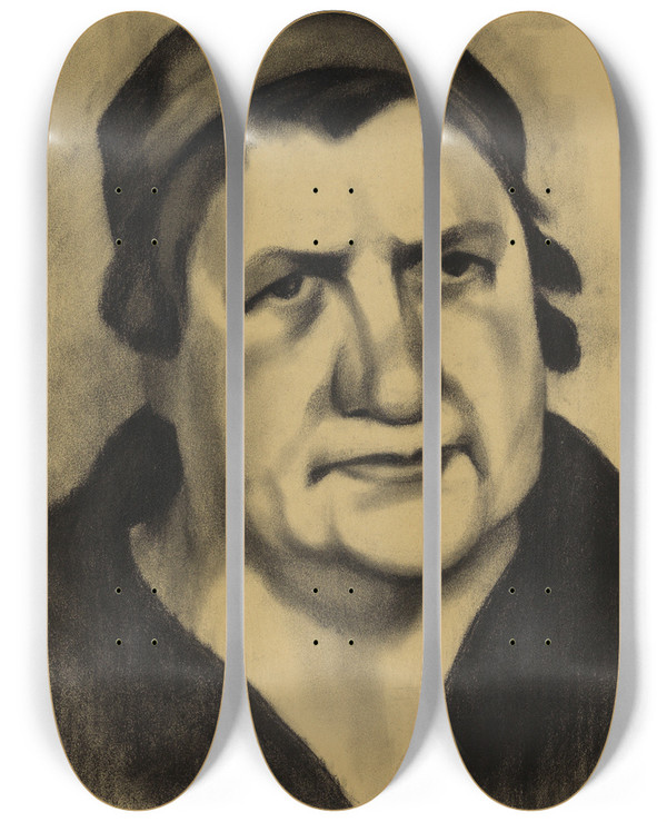 Triptych art skateboard deck of Karl Wiener Weibliches Portrt Iii by Karl Wiener (1901-1949)