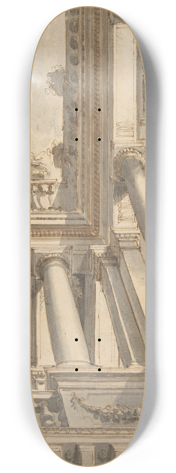 Faustino Trebbi - Design for a Trompe LOeil Ceiling with a Loggia 8.25 inch art skate deck