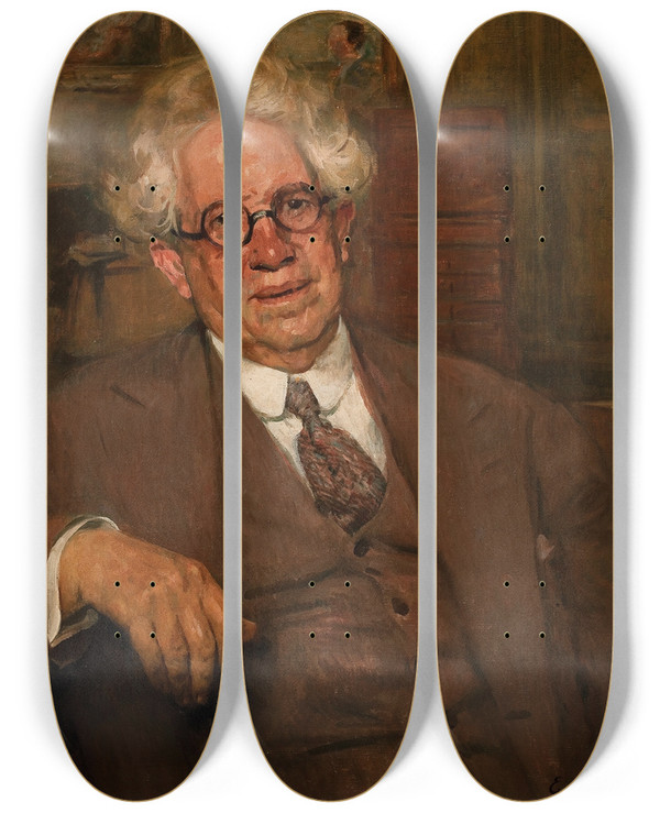Triptych art skateboard deck of Eliseu Visconti Retrato De Jos Da Silva Brando by Eliseu Visconti (1866-1944)